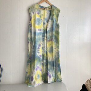 Duster Kimono Vest Artsy Lagenlook Layering Top Tie Dye Sleeveless Keris One Sz